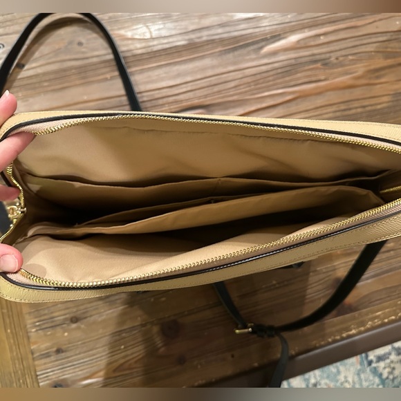 Coach Tan and Black Leather Laptop Bag - Picture 3 of 3